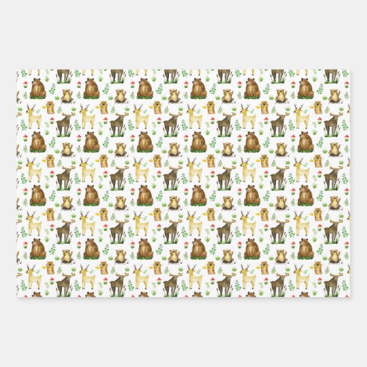 Schattige Moose Deer Forest Animals Pattern Inpakpapier Vel (Voorkant 2)