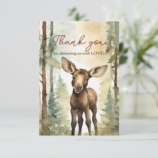 Schattige Moose Gender Neutral Baby shower Dank u Bedankkaart (Staand voorkant)