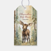 Schattige Moose Gender Neutral Baby shower Dank u Cadeaulabel (Achterkant)