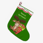 Schattige Moosey Christmas Gepersonaliseerd Grote Kerstsok (Voorkant (Hangend))