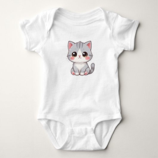 Schattige Moppige Cartoon Babykat Romper (Voorkant)
