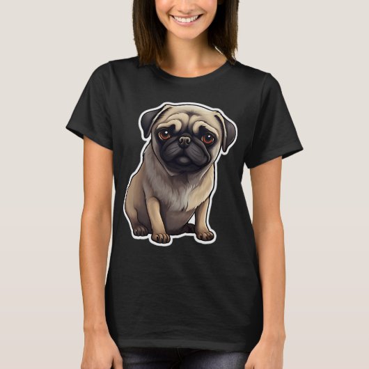 Schattige Mops Hond T-shirt (Voorkant)