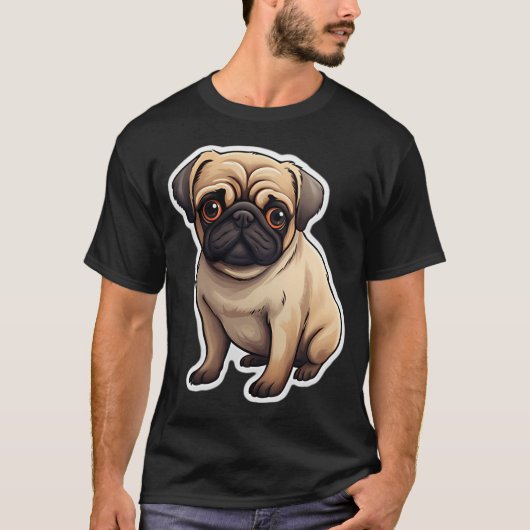 Schattige Mops Hond T-shirt (Voorkant)