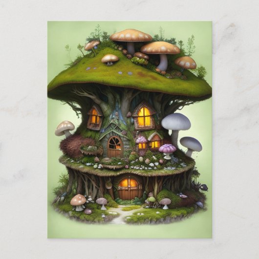 Schattige Mossy Mushroom Fairy House Briefkaart (Voorkant)