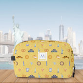 Schattige mosterdgeel New York City Pattern Monogr Toilettasje