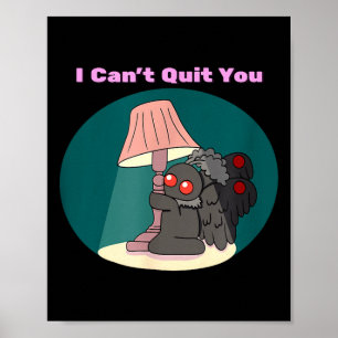 Schattige mothman cryptid kan niet stoppen met gra poster