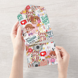 Schattige Motivatie – Positieve Quote Kawaii All In One Uitnodiging