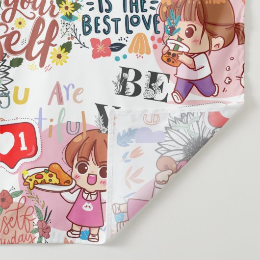 Schattige Motivatie – Positieve Quote Kawaii Wandkleed (Detail)