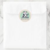 Schattige Motiverende Panda op de Loopband Ronde Sticker (Tas)