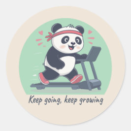 Schattige Motiverende Panda op de Loopband Ronde Sticker