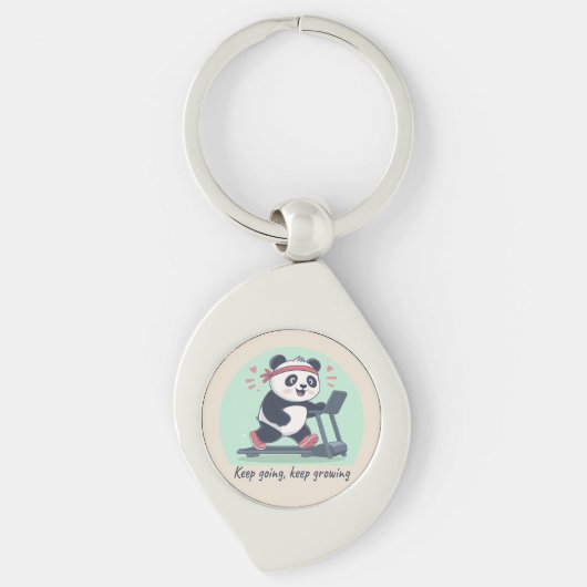Schattige Motiverende Panda op de Loopband Sleutelhanger (Voorkant)