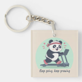 Schattige Motiverende Panda op de Loopband Sleutelhanger