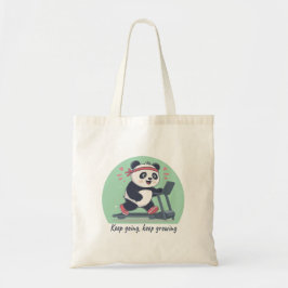 Schattige Motiverende Panda op de Loopband Tote Bag