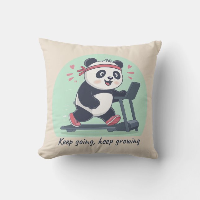Schattige Motiverende Panda op Loopband Kussen (Voorkant)