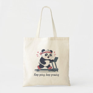 Schattige Motiverende Panda op Loopband Tote Bag