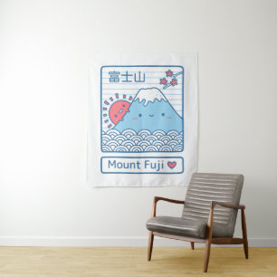 Schattige Mount Fuji En Zon Japan Kamer Decoratie Wandkleed