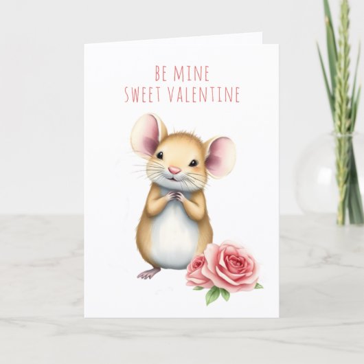 Schattige Mouse Be Mine Valentijnsdag Kaart (Voorkant)