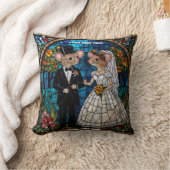 Schattige Mouse Bruiloft Paar Mozaïek Glas in lood Kussen (Deken)