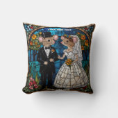 Schattige Mouse Bruiloft Paar Mozaïek Glas in lood Kussen (Voorkant)