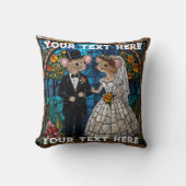 Schattige Mouse Bruiloft Paar Mozaïek Glas in lood Kussen (Voorkant)