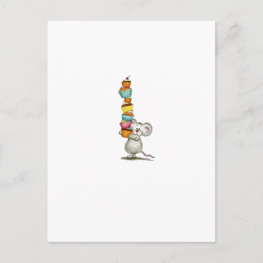 Schattige Mouse draagt Cupcakes - van Gerda Steine Briefkaart (Voorkant)