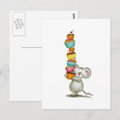 Schattige Mouse draagt Cupcakes - van Gerda Steine Briefkaart (Voorkant / Achterkant)