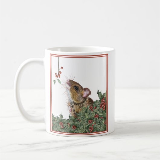 Schattige Mouse en Holly Kerst Mok (Links)