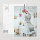 Schattige Mouse Sneeuwscène Wildlife met Kerstmis Briefkaart (Voorkant / Achterkant)