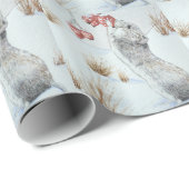 Schattige Mouse Sneeuwscène Wildlife met Kerstmis Cadeaupapier (Rol Hoek)
