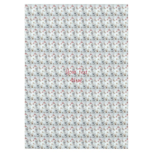 Schattige Mouse Sneeuwscène Wildlife met Kerstmis Tafelkleed (Voorkant)