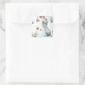 Schattige Mouse Sneeuwscène Wildlife met Kerstmis Vierkante Sticker (Tas)