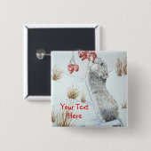 Schattige Mouse Wildlife Sneeuwscène voor Kerstmis Vierkante Button 5,1 Cm (Voorkant /achterkant)
