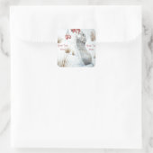 Schattige Mouse Wildlife Sneeuwscène voor Kerstmis Vierkante Sticker (Tas)