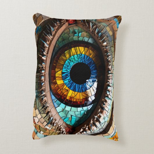 Schattige Mozaïek Glas in lood Oogontwerp Accent Kussen (Achterkant (Verticaal))