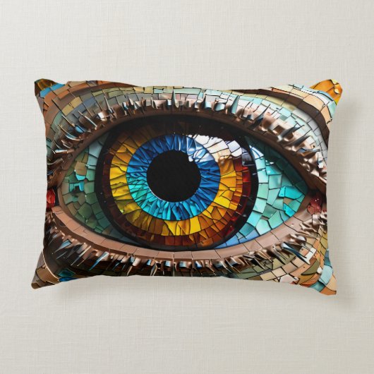 Schattige Mozaïek Glas in lood Oogontwerp Accent Kussen (Achterkant)