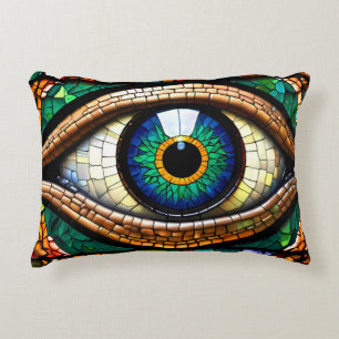Schattige Mozaïek Glas in lood Oogontwerp Accent Kussen