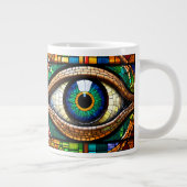 Schattige Mozaïek Glas in lood Oogontwerp Blauw &  Grote Koffiekop (Rechts)