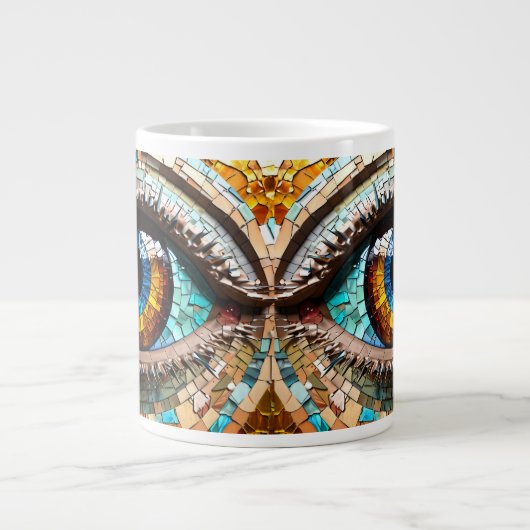 Schattige Mozaïek Glas in lood Oogontwerp Grote Koffiekop (Voorkant)