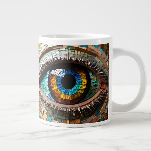 Schattige Mozaïek Glas in lood Oogontwerp Grote Koffiekop (Rechts)