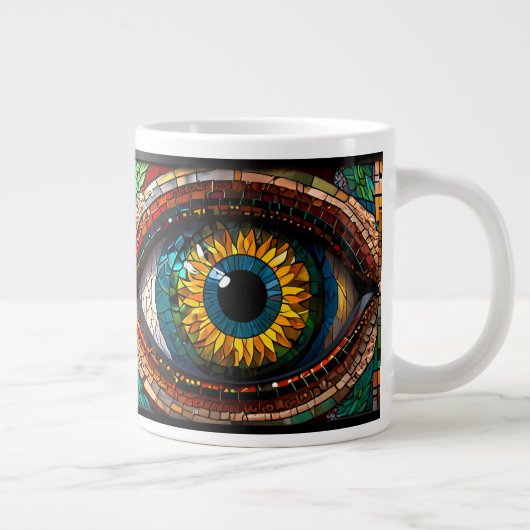 Schattige Mozaïek Glas in lood Oogontwerp Grote Koffiekop (Rechts)