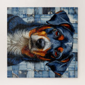 Schattige mozaïek Hond Legpuzzel (Horizontaal)