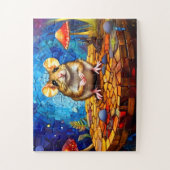 Schattige Mozaïek Veldmuis Levendige gekleurde puz Legpuzzel (Verticaal)