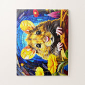Schattige Mozaïek Veldmuis Levendige gekleurde puz Legpuzzel (Verticaal)