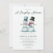 Schattige Mr. Mrs. Snowman Funny Winter Vrijgezell Kaart (Voorkant)