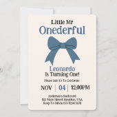 Schattige Mr. Onederful Blue Bow Boy 1e Verjaardag Kaart (Voorkant)