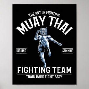 Schattige Muay Thai Eenhoorns Thaise Boksen En Kic Poster