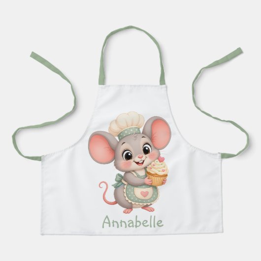Schattige Muis Bakker Personaliseer Schort (Voorkant)