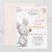 Schattige muis ballon gestreept op geboortedag kaart (Voorkant / Achterkant)