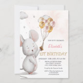 Schattige muis ballonnen gestript op zaterdag kaart (Voorkant)