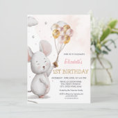 Schattige muis ballonnen gestript op zaterdag kaart (Staand voorkant)